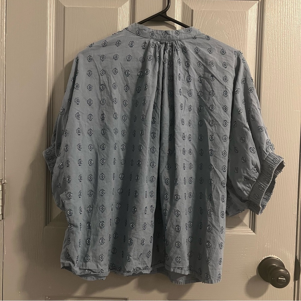 Never A Wallflower Blue Embroidered Blouse - Picture 3 of 4